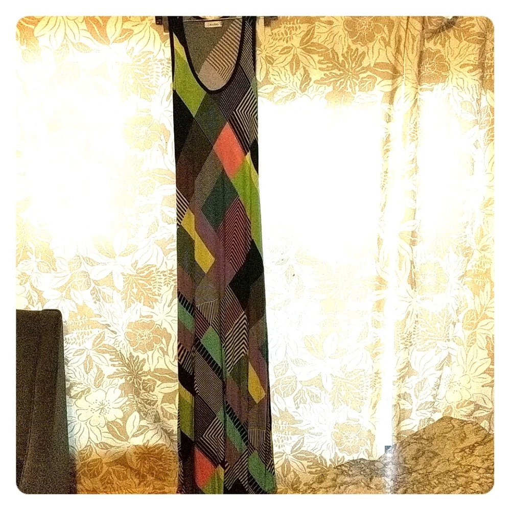 Colorful Calvin Klein Geometric Maxi Dress